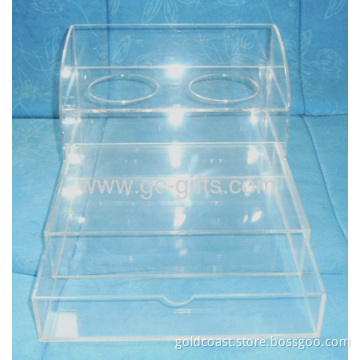Clear Acrylic Drawer With Cup Holders - Hotel Bathroom Organizers 